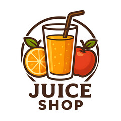 Juice shop logo with orange and apple