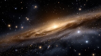 Obraz premium A stunning cosmic image showcasing a swirling galaxy surrounded by countless stars, evoking the vastness and beauty of the universe.