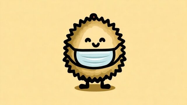 Durian fruit character face mask