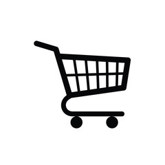 Black shopping cart icon on white vector