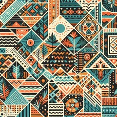 A mesmerizing tapestry of colors and shapes in vivid geometric patterns and designs
