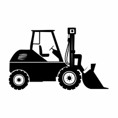 Fototapeta premium Skid steer silhouette. This image shows a design of a skid steer silhouette, also known as a skid loader or compact loader. Vector clipart illustration design.