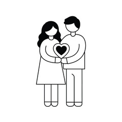 Couple holding heart icon people love