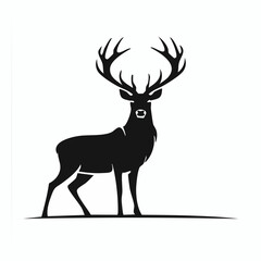 Fototapeta premium Red stag silhouette. This image shows a silhouette of a red stag, also known as a red deer, with prominent antlers. Vector clipart illustration design.