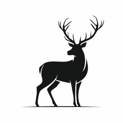 Red stag silhouette. This image shows a silhouette of a red stag, also known as a red deer, with prominent antlers. Vector clipart illustration design.