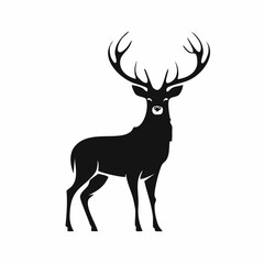 Obraz premium Red stag silhouette. This image shows a silhouette of a red stag, also known as a red deer, with prominent antlers. Vector clipart illustration design.