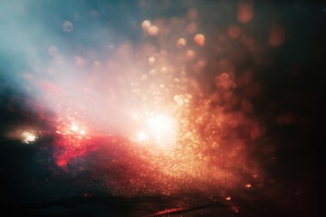 Fototapeta premium light leak overlay effect with bokeh blur light leaks and, retro grain noisy film distressed texture light leak flare on black background, retro film overlay