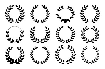 Collection of Laurel Wreaths and Decorative Circular Emblems
