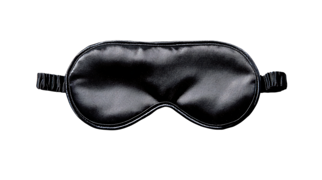 Silk sleep mask for better rest, blocking out light.