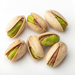 pistachios on white background