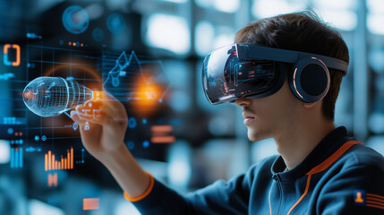 AI generator images of Metaverse technology concept. with VR virtual reality goggles. Futuristic lifestyle. Studying astronomy, Space Shuttle Operation with cutting-edge technology