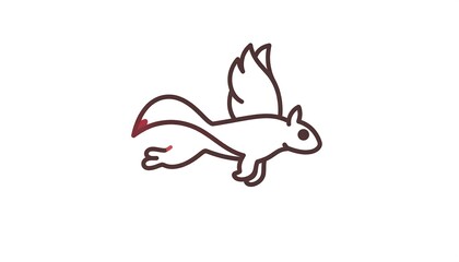 Obraz premium A stylized illustration of a flying squirrel. Simple line drawing
