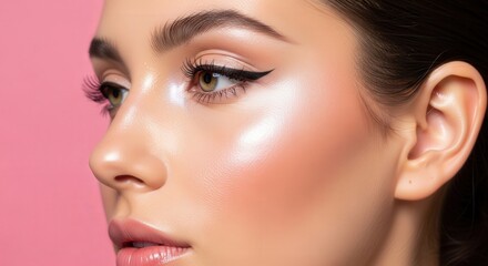 Fototapeta premium Close-up of Woman's Face with Makeup. Ai generation