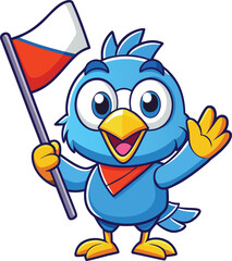 blue bird with blank sign