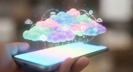 Cloud Computing Concept with Smartphone. Ai generation