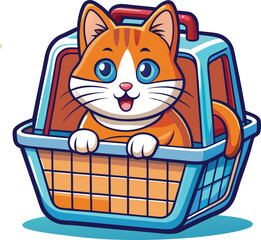 cute cat with a basket