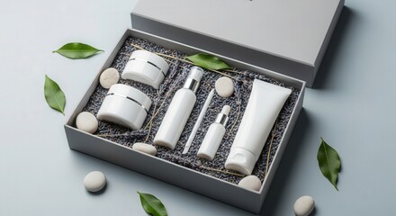 Luxury skincare gift set with natural elements. Ai generation