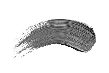 A smooth, dark gray paint stroke, textured and flowing, against a black background