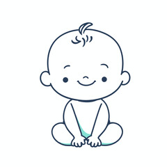 Fototapeta premium A cheerful cartoon infant girl in a pink diaper smiling with love while sitting and eating ice cream