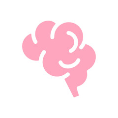 Brain pink icon. Anatomy, internal organ, intelligence, psychology, mental health symbol. Vector illustration. Flat design. Editable stroke. Isolated on a white background.