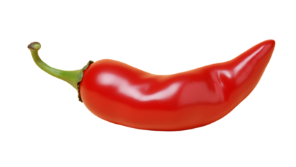 Vibrant red chili pepper isolated on transparent background for culinary and design projects