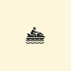 Jet ski logo Icon flat vector design