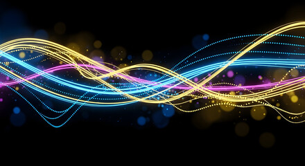 Dynamic glowing lines of light create a vibrant and futuristic abstract background design