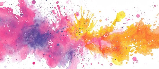 Fototapeta premium Abstract watercolor splatter design in vibrant pinks, purples, and oranges