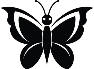 vector illustration of black butterfly isolated on white