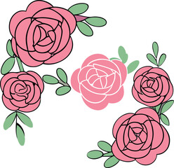 vector illustration of seamless pattern with pink roses