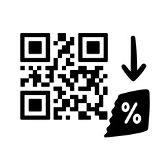 Dark and Mysterious QR Code Graphic with Abstract Design Featuring a Percentage Symbol Pointing Downward isolated on white or transparent png