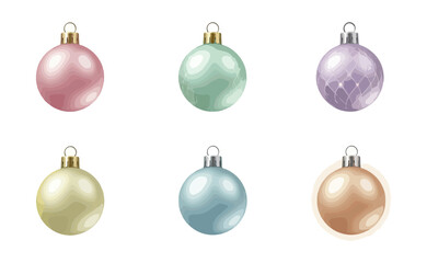 Four christmas ornaments in various colors and patterns