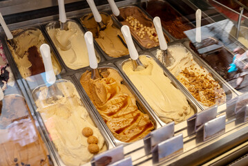 Italian icecream in ice cream parlor