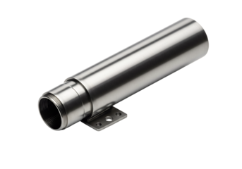 鏡面仕上げの金属部品　精密機械部品　シンプル背景上