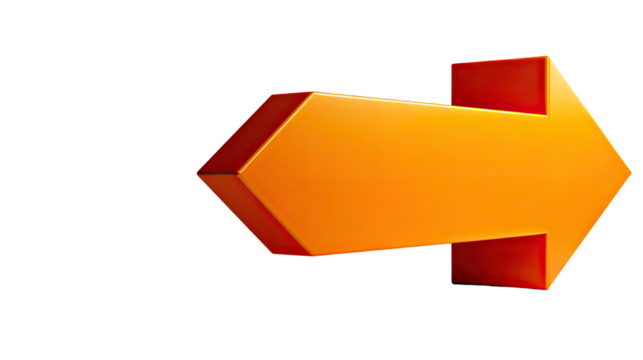 3D orange arrow pointing right.  Bright, bold, graphic
