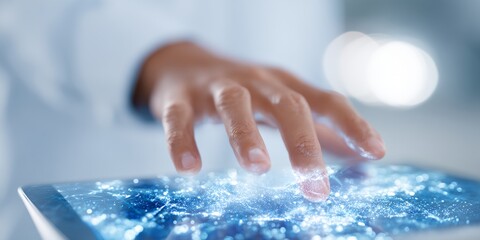 Person is touching a tablet screen