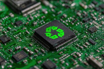 Close-up of circuit board with recycle symbol (1)