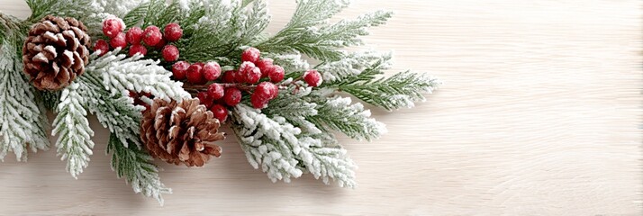 White background with a bunch of pine cones and berries