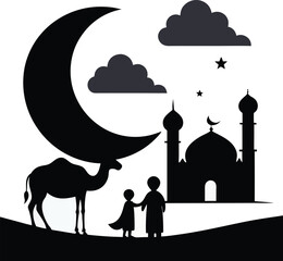 vector illustration of silhouette of mosque