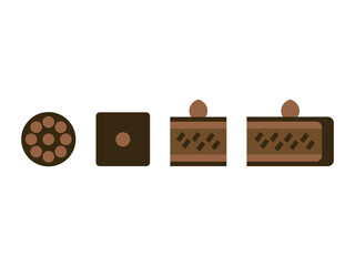 チョコレートケーキのアイコンのイラストのセット