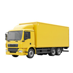 Vibrant Yellow Cargo Truck Delivery Vehicle Transportation Logistics Moving Freight Shipping on transparent background