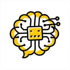 Stylized brain with integrated circuit and connections