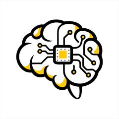 Stylized brain with integrated circuitry and central processor