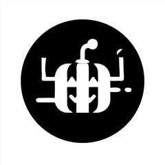 Obraz premium Abstract white pumpkin silhouette inside a black circle