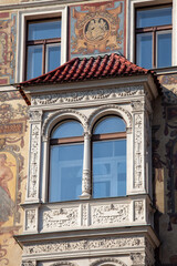 Fototapeta premium Decorative facade of Neo-Renaissance Wiehl House (Wiehluv dum), Prague, Czech Republic