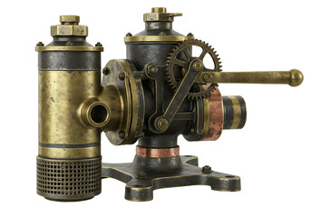 古風な蒸気仕掛け機械 緻密な金属部品とレトロな質感