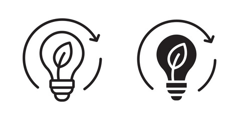 Energy saving icon bulb. Green energy. lightbulb with leaf  icon vector . 