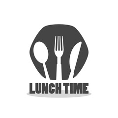 Lunch time icon logo with shadow