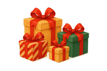 A Collection of Colorfully Wrapped Gift Boxes with Vibrant Ribbons Perfect for Celebrations and Special Occasions in a Festive Atmosphere isolated on white or transparent png