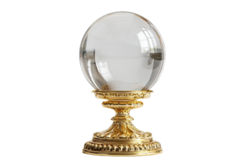 Crystal ball on ornate gold pedestal